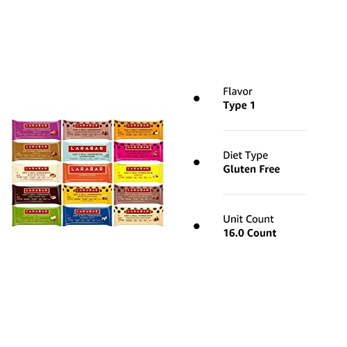 Larabar Gluten Free Snack Bars Variety Pack, (16 Bars), 1.7Oz In Sanisco Packaging. (Type 1)
