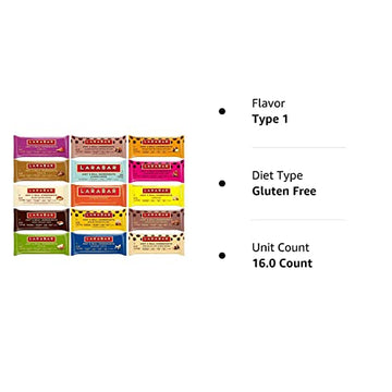 Larabar Gluten Free Snack Bars Variety Pack, (16 Bars), 1.7Oz In Sanisco Packaging. (Type 1)