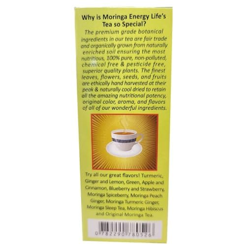 Moringa Turmeric Ginger Tea Bags 28 (Keto, Detox, Paleo, Vitamin & Minerals Booster, Vegan, Gluten-Free, Non-Gmo, Caffeine-Free)