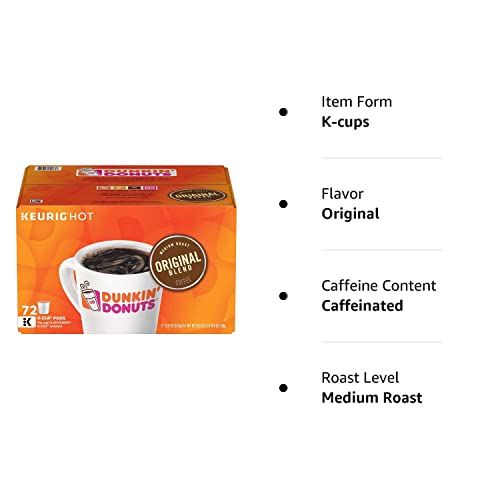 Dunkin' Donuts Original Blend K-Cups (72 Count) (2 Pack), Coffee
