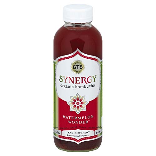 SYNERGY The Real Kombucha - Watermelon Wonder - 16 fl oz Bottle - Raw Probiotic Drink for Gut Health and Immune Support