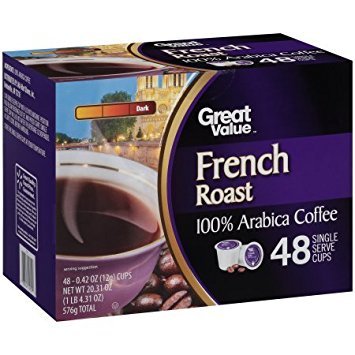 Great Value French Roast Single Serve Coffee Pods, 48 Ct