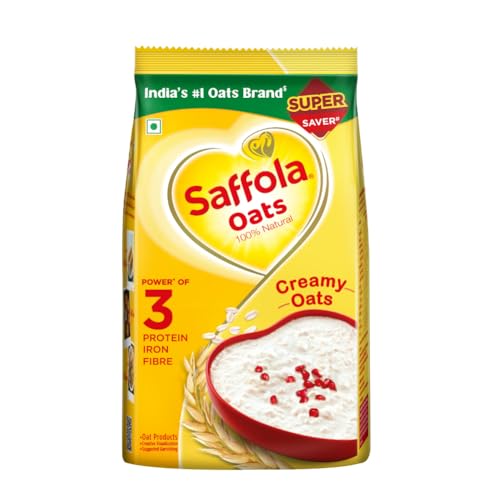 Saffola Oats | Rolled Oats | Delicious Creamy Oats | 100% Natural | High Protein & Fibre | Healthy Cereal For Weight Loss | 500G