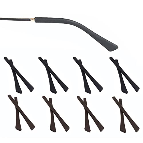 Opugit Eyeglass Replacement Temples, Silicone Eyeglass End Tips Ear Sock Pieces Tube Sleeve For Thin Metal Eyeglass Legs, 8 Pair