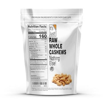 It'S Just - Raw Whole Cashews, Unsalted, Naturally Soft, Packged In Usa, 15 Ounce