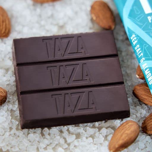 Taza Chocolate Organic Amaze Bar 80% Stone Ground, Sea Salt Almond, 2.5 Ounce (10 Count), Vegan