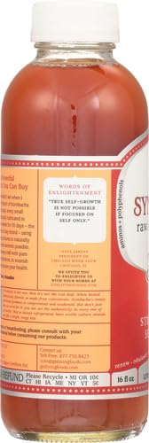 SYNERGY The Real Kombucha - Strawberry Serenity - 16 fl oz Bottle - Raw Probiotic Drink for Gut Health and Immune Support