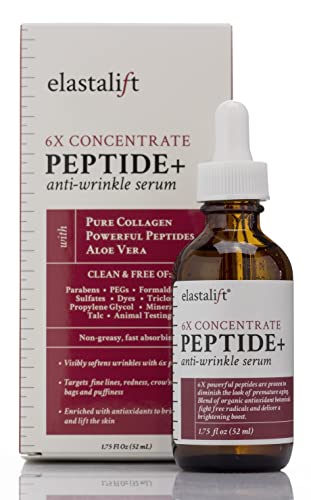 Elastalift Peptide Facial Serum Moisturizer Skin Care Oil For Face, Wrinkles, Fine Lines, Puffiness Moisturizing 6X Peptide Con