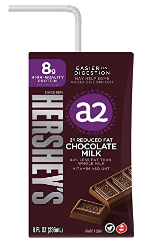 Hersheys A2 Milk 2% Reduced Fat Chocolate Milk, 8 fl oz, 12 Pack - Aseptic