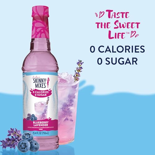 Jordan'S Skinny Syrups Sugar Free Coffee Syrup, Blueberry Lavender Flavor Drink Mix, Zero Calorie Flavoring For Latte, Lemonade,