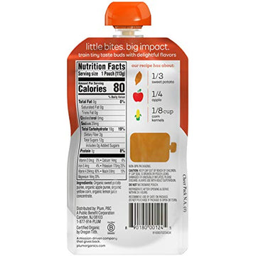 Plum Organics Stage 2 Organic Baby Food - Sweet Potato, Apple, And Corn - 4 Oz Pouch - Organic Fruit And Vegetable Baby Food Pou
