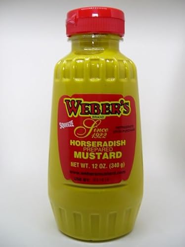 Weber's Horseradish Mustard, 12oz (4 Pack) - Bold Flavor, Ideal for Sandwiches and BBQ