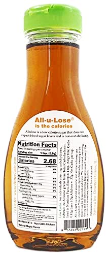 All-u-Lose Allulose Syrup, Zero Calorie Sweetener, Non-GMO, Vegan, 23.5 Ounce (Pack of 1)