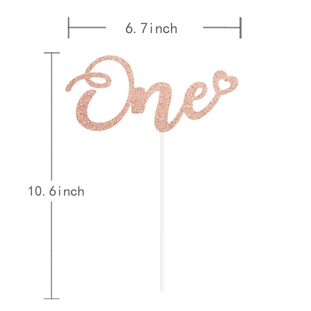 Alissar Glitter Double Sided Rose Gold One Cake Topper For 1St Birthday, Cake Topper For 1St Birthday Boy And Gilr, First Annive