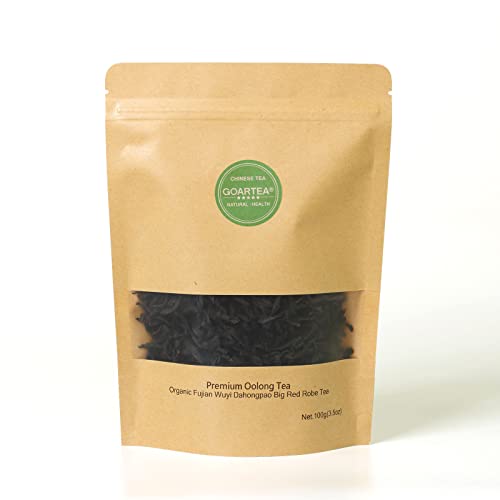 GOARTEA 100g Premium Wuyi Da Hong Pao Oolong Tea - Big Red Robe Loose Leaf, Black, 3.5oz - Authentic Chinese Flavor