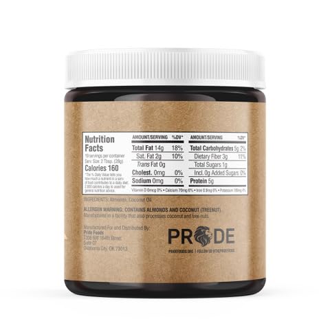 Pride Foods Almond Butter, Paleo, Keto, Vegan, Gluten-Free, 19 oz