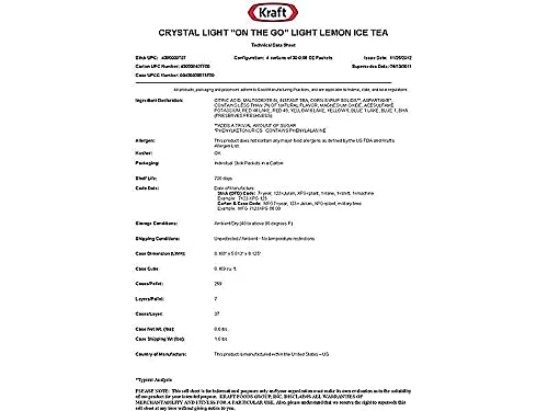 Crystal Light 00757 On The Go, Iced Tea, 16Oz Packets, 30/Box