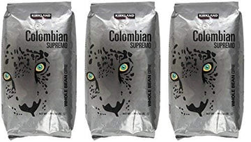 Kirkland Signature Colombian Supremo Whole Bean Coffee, 3 Pound (3 Pack)