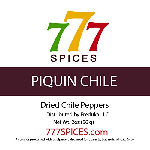2oz Piquin Dried Whole Chile Seco Peppers, Pequin Chili Pods for Authentic Mexican Food, Heat-Sealed Resealable Bag