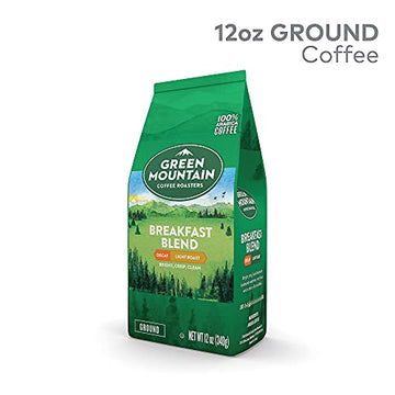 Green Mountain Coffee Roasters, Breakfast Blend Decaf, Ground Coffee, Decaffeinated, Light Roast, Bagged 12Oz.
