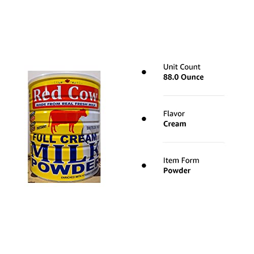 Red Cow Full Cream Milk Powder 2.5 Kg (5.5Lb), Made From Real Fresh Milk, Product Of Netherlands.