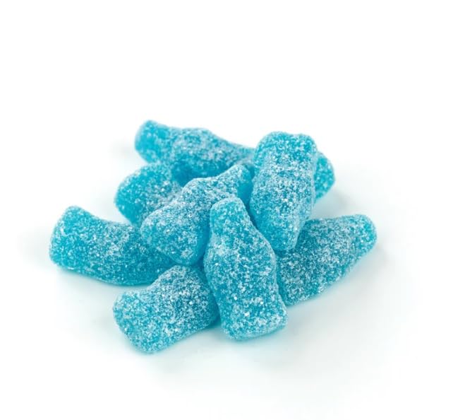 Sour Blue Raspberry Mini Soda Bottles Gummy Candy (Sour Blue Raspberry 1 Pound)