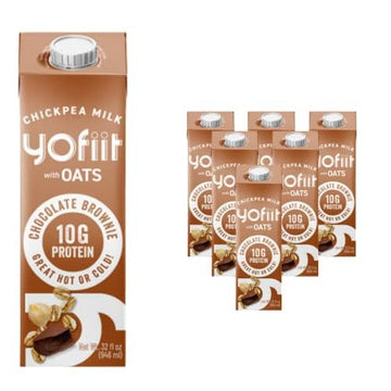 Yofiit Chocolate Brownie Non Dairy Milk - Delicious Vegan Chocolate Milk - 10G Protein & Less Sugar, Shelf Stable Milk With Oats