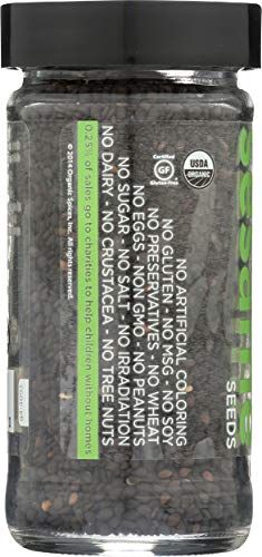 Spicely Organic Sesame Seeds Black Whole 2.00 Ounce Jar Certified Gluten Free