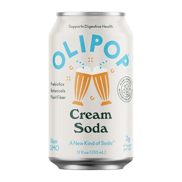 OLIPOP Prebiotic Soda Pop Cream Soda Prebiotics Botanicals Plant Fiber 12 fl oz (4 Cans)