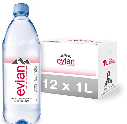 evian Natural Spring Water, 33.81 Fl Oz Bottles, Pack of 24