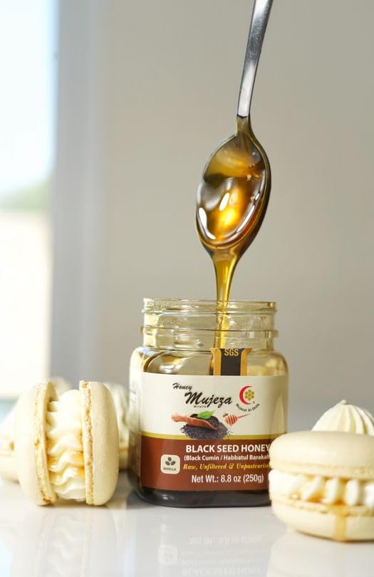 Mujeza Black Seed Honey - (Black Cumin - Nigella Seeds) - Not Mixed With Oil Or Powder - Gluten Free - Non Gmo - Organic Honey -