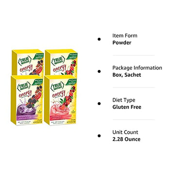 True Lemon (Energy Drinks) Wild Cherry Cranberry & Wild Blackberry Pomegranate 2 boxes EACH flavor (4 boxes total), 24ct instant