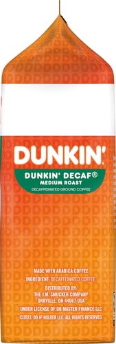 Dunkin Decaf Ground Coffee Medium Roast 18 Ounce Bag