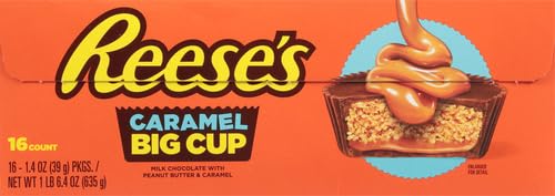 Reese'S Big Cup Caramel Milk Chocolate Peanut Butter Cups, Candy Packs, 1.4 Oz (16 Count)