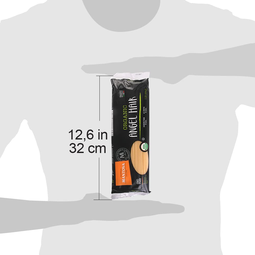 Mantova Italian Organic Angel Hair Pasta - Authentic, Premium-Quality Pasta For Classic Italian Recipes, Made With Certified Org