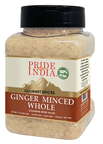 Pride of India ?Ginger Minced Whole ?Gourmet Spice ?Rich in Antioxidant ?Potent Flavor - Great for Adding Flavor to Stir Fries &