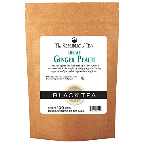The Republic Of Tea - Decaf Ginger Peach Black Tea Super Refill - 100 Tea Bags