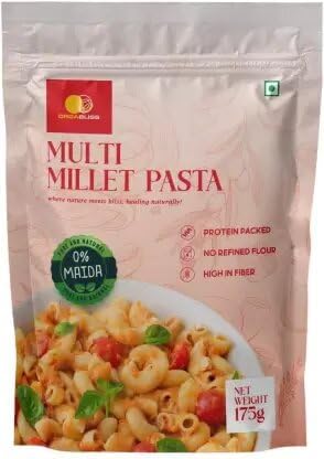 Orgabliss Multi Millet - No MSG | No Preservatives | High Fibre and Protein Macaroni Pasta (175 g) With Pure Natural Macaroni Pa