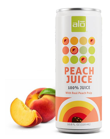 Alo Slim Can Juice, Peach Flavored Juice| 10.82 Fl Oz, Pack Of 12 | Plant-Based Beverage, 100% Natural Juice