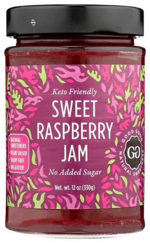 Sweet Raspberry Jam - Keto Friendly 12 oz No Added Sugar , Vega, Gluten Free ( Pack of 6 jars)