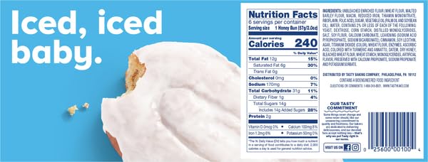 Tastykake Iced Honey Buns, Sweet Roll with Cinnamon, 6 Count, 12 oz Box (Pack of 2)