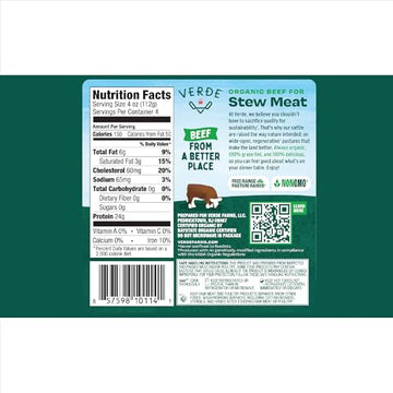 Verde Farms, Beef Stew Meat, Organic, Grass-Fed, 1 lb
