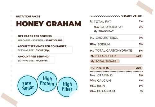 Catalina Crunch Protein Cereal - Sugar Free Breakfast Cereal with 11g of Protein - Gluten Free, Keto Friendly - Honey Graham - 9