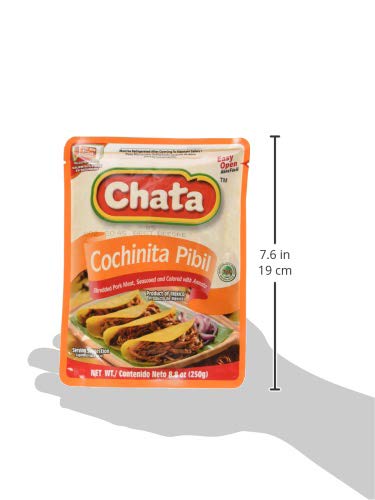 Chata Cochinita Pibil, Shredded Pork Meat, Seasoned With Annato, Ready-To-Eat, No Preservatives, 8.8 Oz Pouch (Pack Of 1)