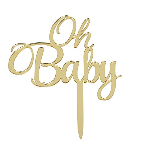 LOVELY BITON Mirrored Gold Oh Baby Cake Topper, Baby Shower 1st Birthday Party Decorations, Welcome Baby Decorations, Baby Showe