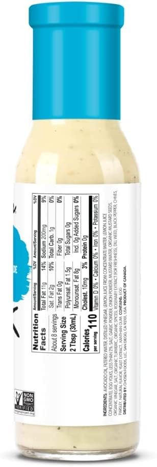 Chosen Foods Ranch Dressing & Marinade, Avocado Oil, 8 oz, Pack of 6, Natural, Model CHF02283-CASE