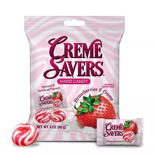 Cream Savers Strawberry & Cream And Orange & Cream, 6.25 Ounce Bag (Pack Of 2), Individually Wrapped Hard Candy, Orange Candy, S
