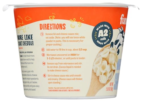 Funny Farm A2 Milk Macaroni And Cheese Cups | Pasta With White Cheddar Flavor - Goat Cheese Mac And Cheese Cups (Bulk 10 Pack) |