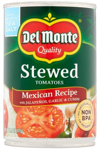 Del Monte, Mexican Recipe Stewed Tomatoes (With Jalapenos, Garlic & Cumin), 14.5Oz Can (Pack Of 6)