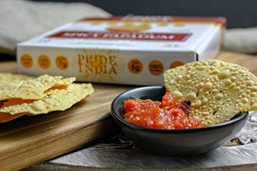 Pride Of India - Spicy Chickpea Masala Papadum Lentil Crisp, Pack of 6 - 10 count Box (3.53oz - 100gm) - Instant Popping Chips,